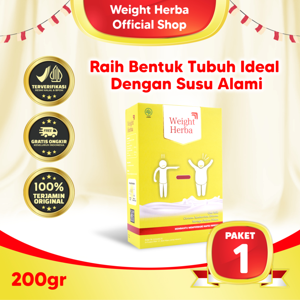 

Weight Herba 200gr – Suplemen Penambah Nafsu Makan & Berat Badan, Tubuh Lebih Ideal & Berisi, 100% Herbal Aman Tanpa Efek Samping | Alternatif Lebih Alami dari Wookey Weight