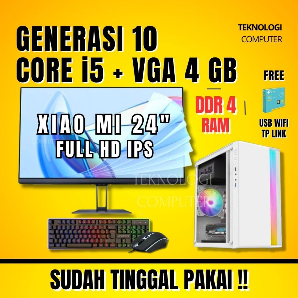 Core i5 | Gen 10 | VGA 4 GB | Full Set | PC Rakitan | Komputer CPU | PC Gaming Editing