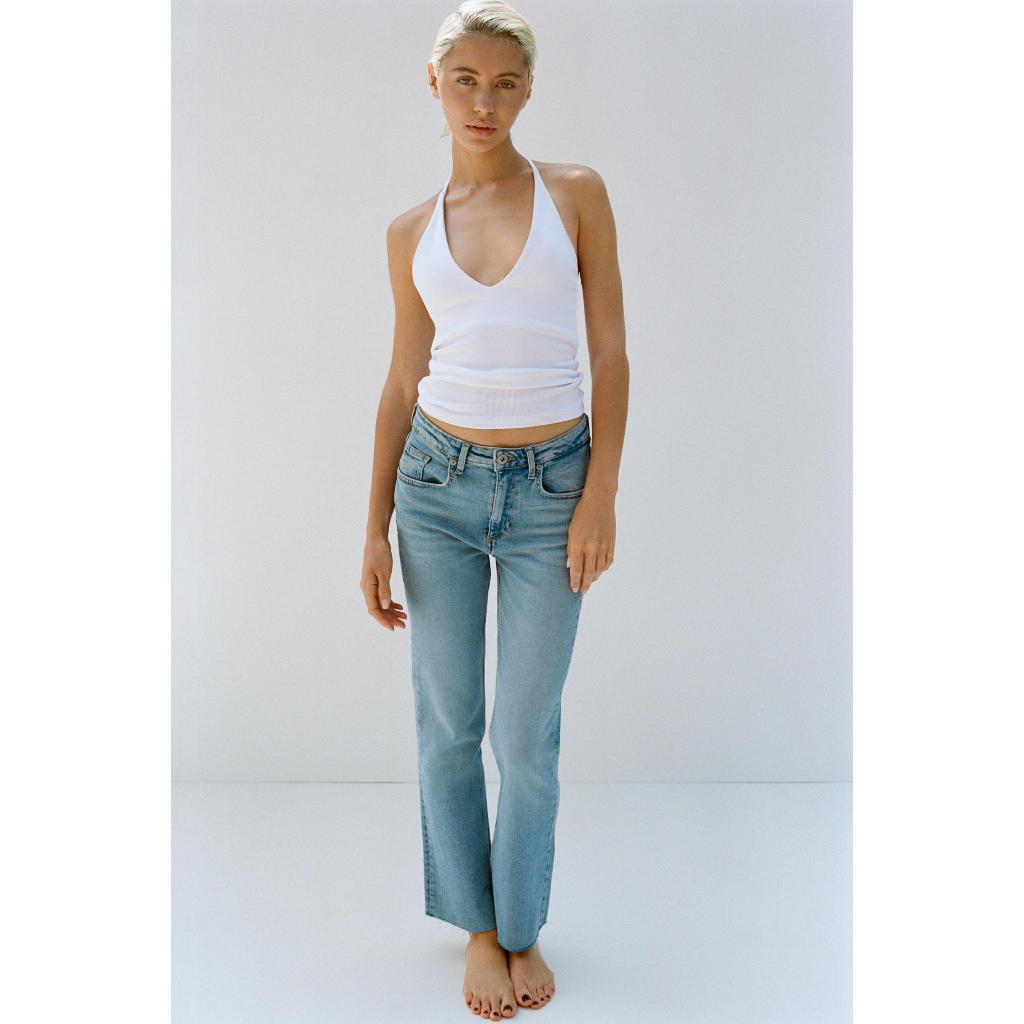 ZARA TOP HALTER TALI BELAKANG Top kerah halter dengan garis leher V