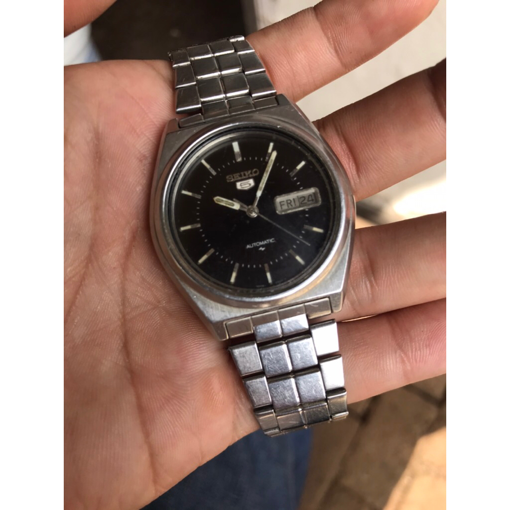JAM TANGAN SEIKO 5 AUTOMATIC 7009-876A BLACK MULUS