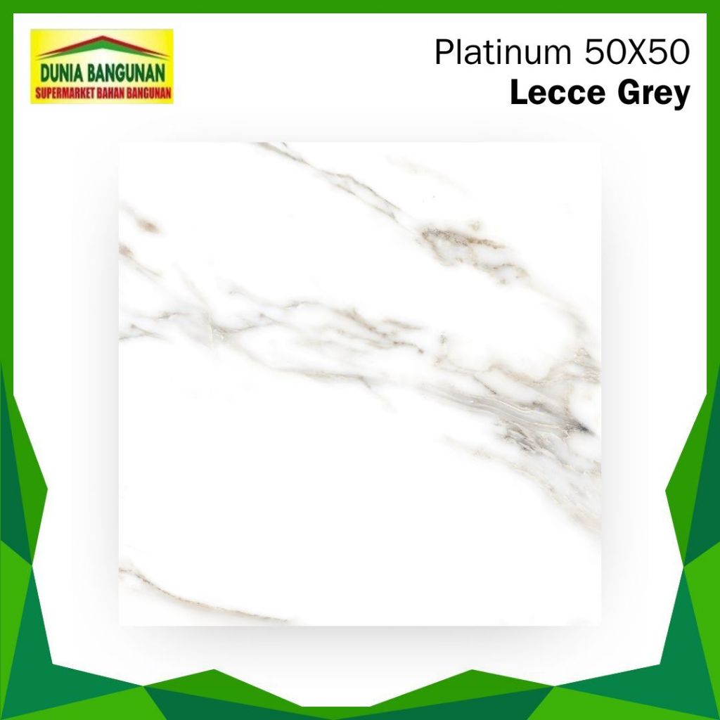 Keramik 50x50 Lantai Platinum Lecce Grey Keramik Carara Glossy
