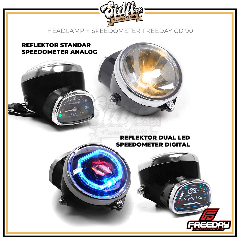 Headlamp CD90 Batok Lampu Depan  Freeday Standar Dual Led Matrix Plus Speedometer Analog RGB Megapro