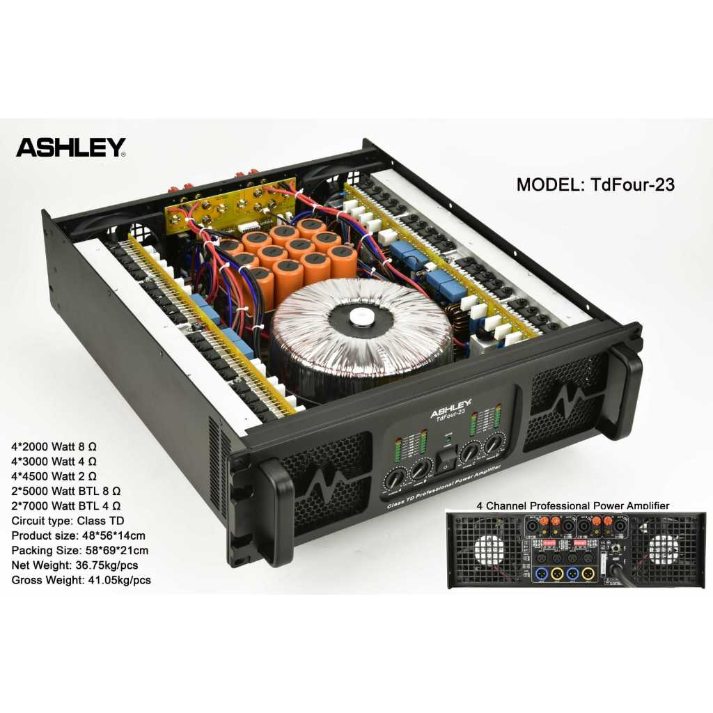 TDFOUR-23 POWER AMPLIFIER 4 CHANNEL ASHLEY ORIGINAL / POWER AMPLIFIER 4 CHANNEL / TDFOUR23 ASHLEY
