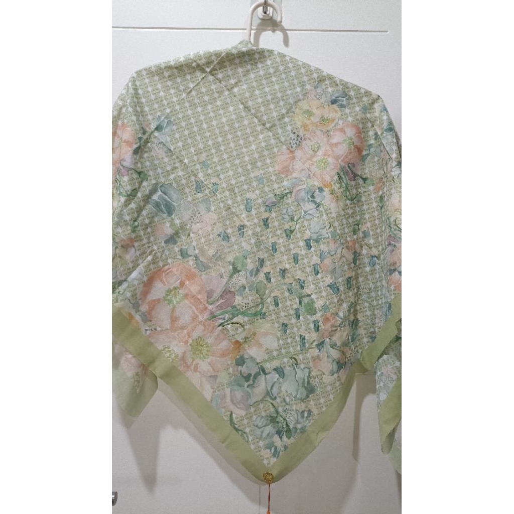 Ready NEW Nada Puspita Scarf Monogram Flower - Leaf Green