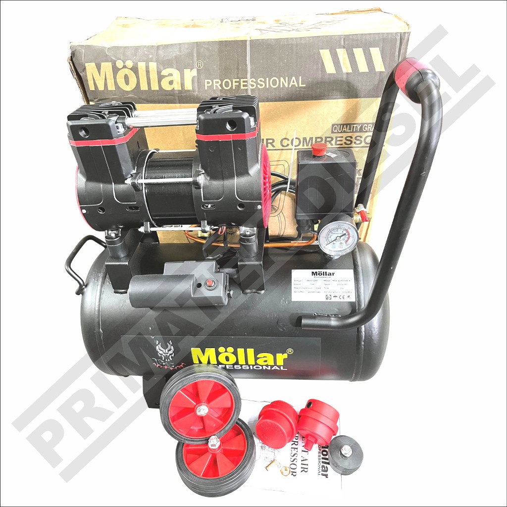 (MOLLAR MLR-AC1525BP-R) Kompresor Angin Tanpa Oli 25L MOLLAR MLR AC1525BP R NEW BLACK PANTHER / Comp
