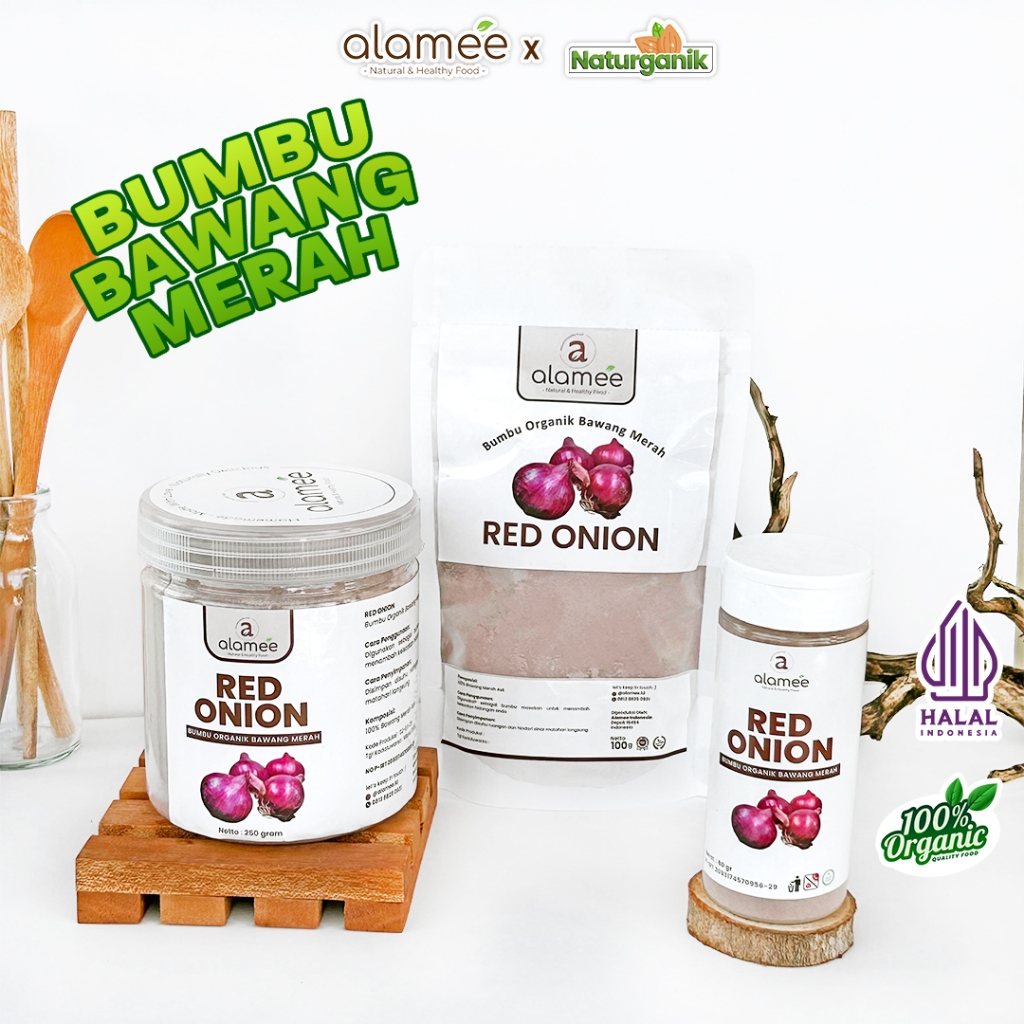 

ALAMEE Bawang Merah Bubuk Red Onion Powder Bumbu Dapur Organik Masak Seasoning Naturganik
