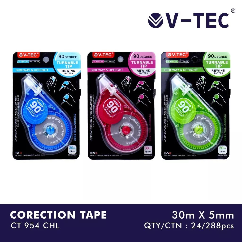 

V-TEC Correction Tape Type CT-954 CHL / Pita Koreksi / Tipe-X / Tipex Kertas