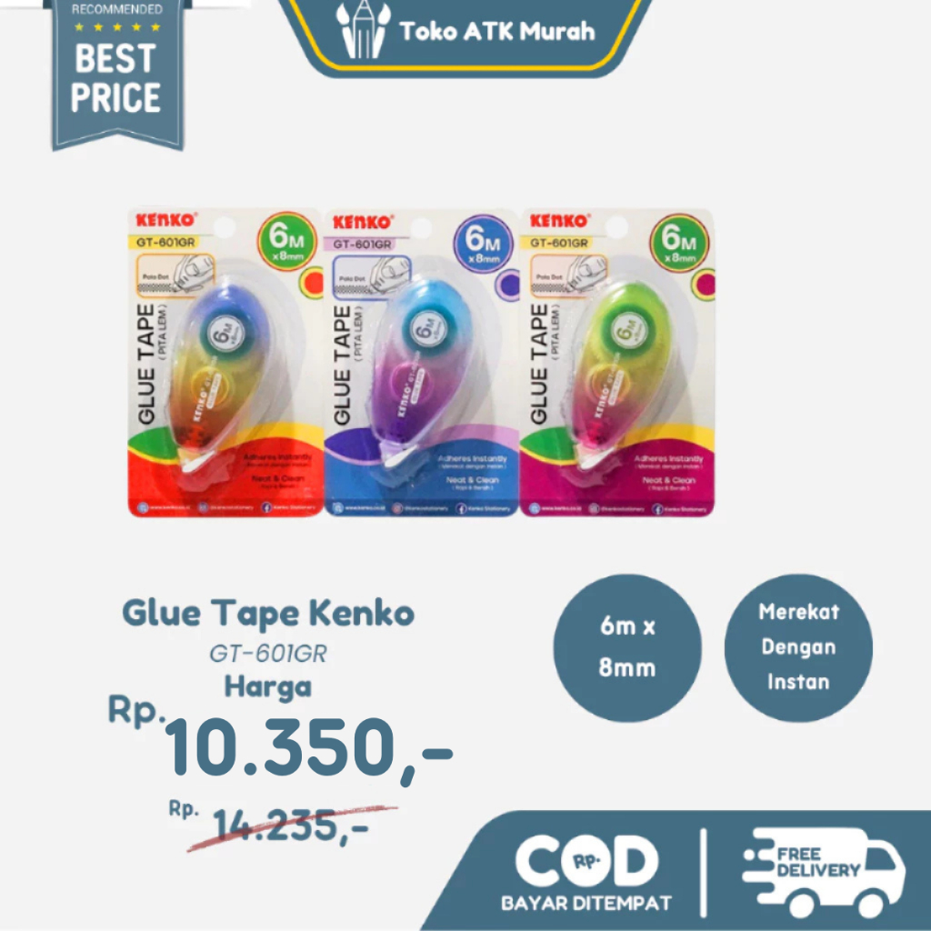 

Lem Pita Roll Kenko Glue Tape GT-601GR Dua Sisi Double Sided
