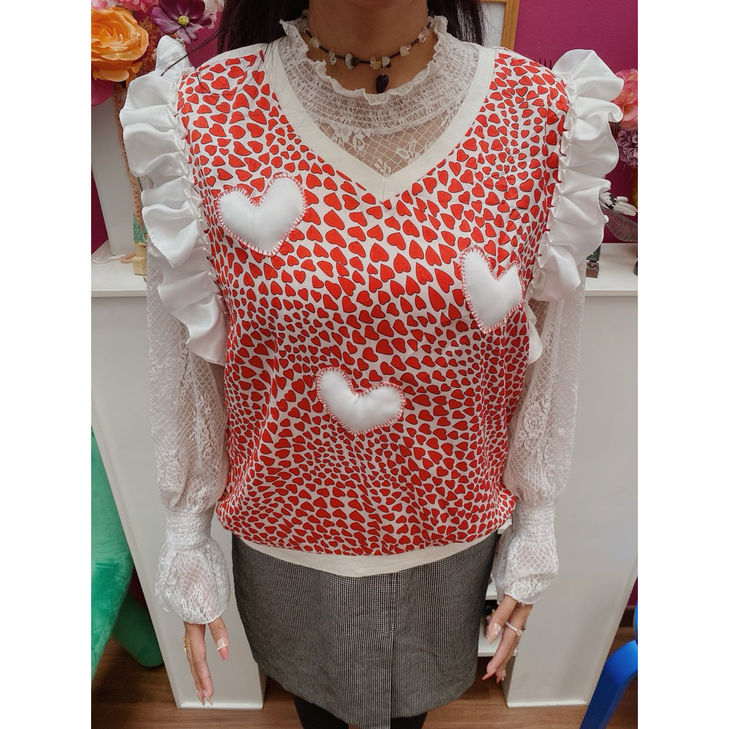 Reworked Lotta Love Vest | Rompi Wanita Heart | Reworked Heart Vest
