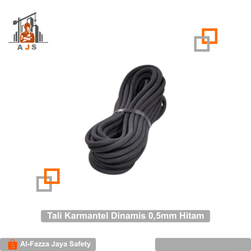 Tali Karmantel Dinamis 10,5mm X 100 Meter Hitam / Titan Tali Pracord Climbing