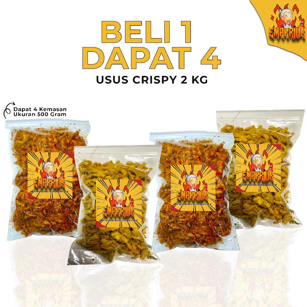 

EMAKRIUK - Beli 1 Dapat 4 Keripik Usus Ayam Food 2 Kg Rasa Original 500gr Pedas 500gr Bumbu Melimpah
