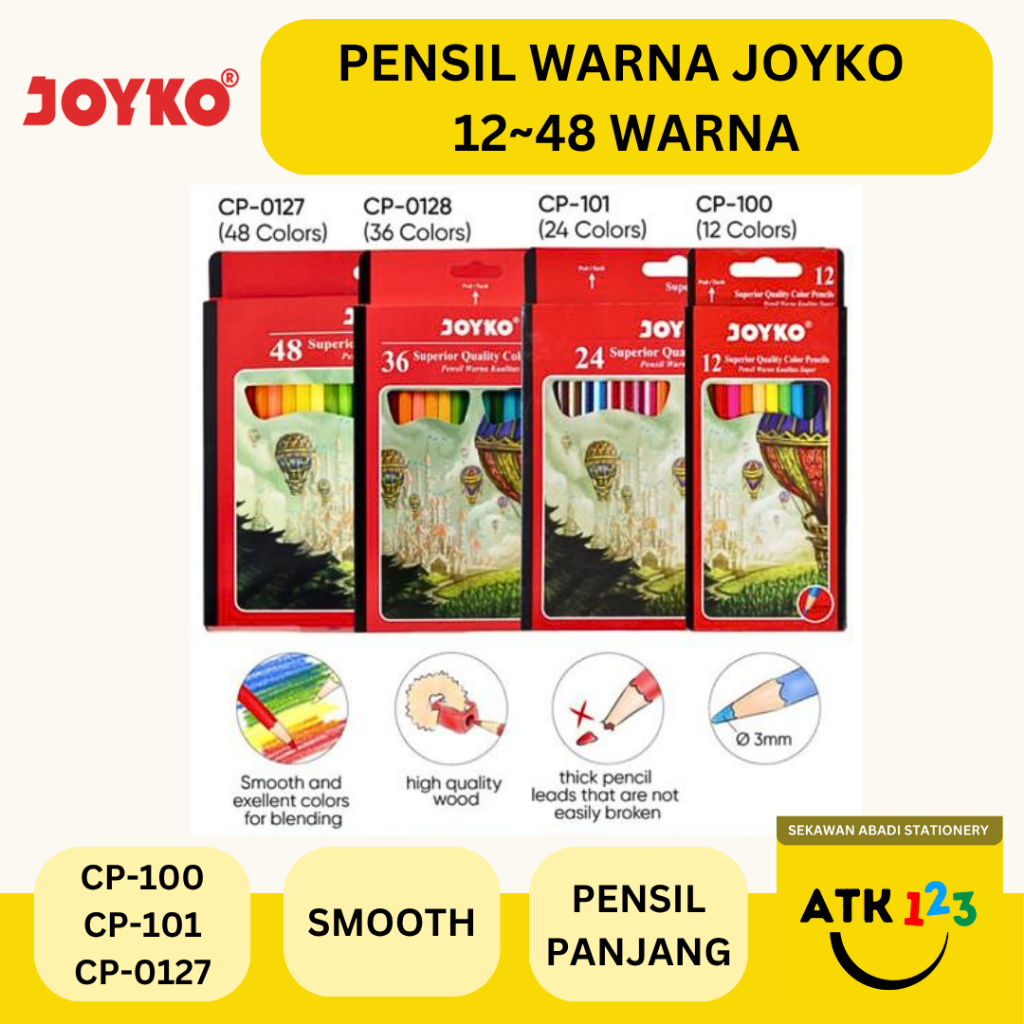 

JOYKO Pensil Warna Merk Joyko 12 / 24 / 48 Warna Pensil Panjang