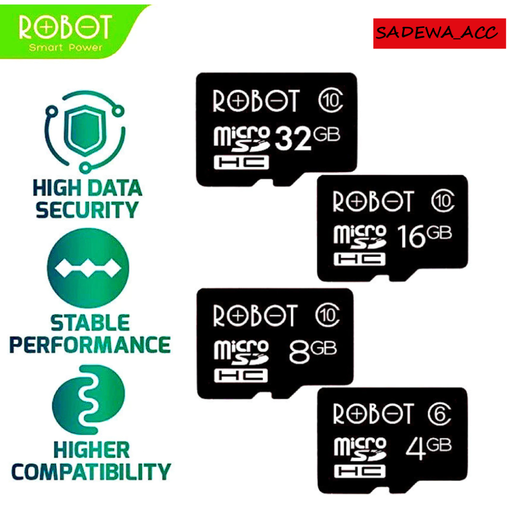 SADEWAACC Kartu Memori HP Micro SD Robot 4GB 8GB 16GB 32GB Memory Card