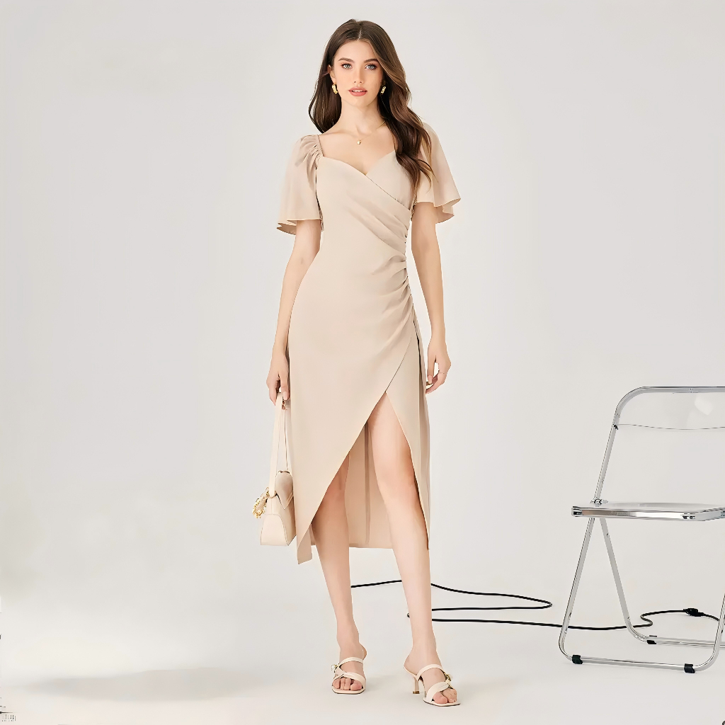 Lengan Pendek midi dress terbaru 2025 big size pantai prom formal Pas Body sexy party Elegant korean