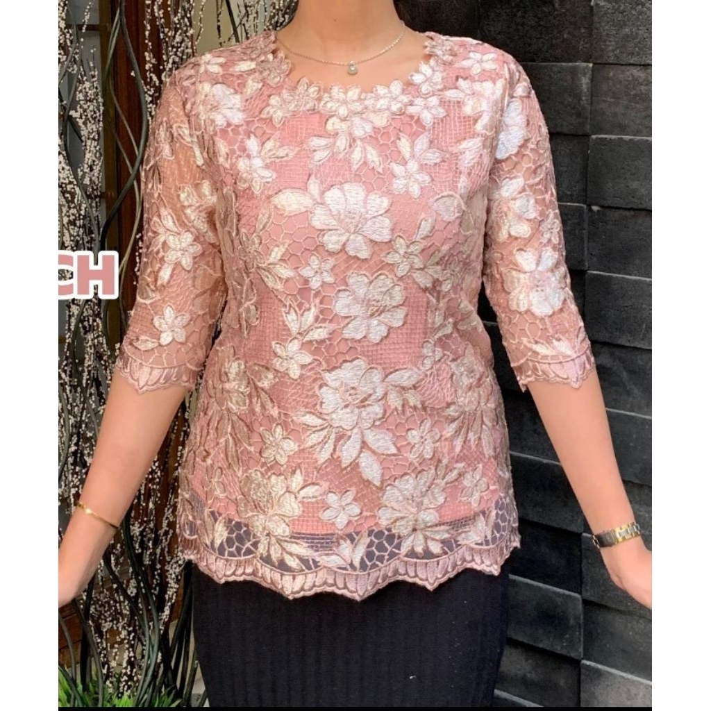 Blus Brokat Bangkok Bordir Bunga