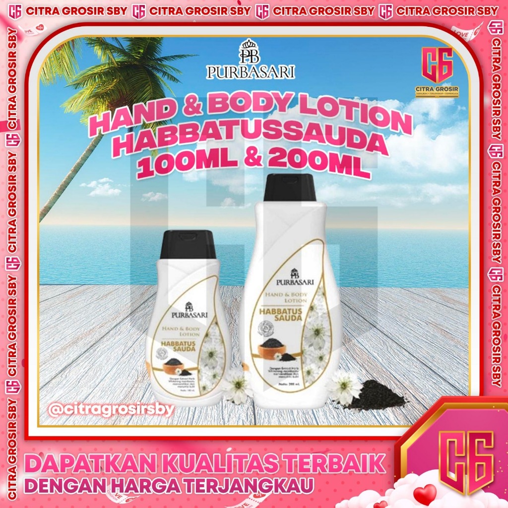Purbasari Hand and Body Lotion Habbatussauda  100ml - 200ml ||  Purbasari HBL Habbatussauda