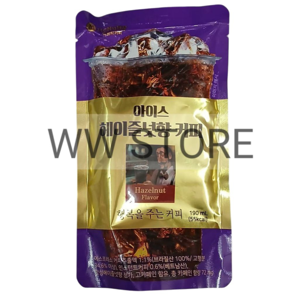 

Minuman kopi rasa kacang hazel Korea Korean McNulty Ice Americano Hazelnut Flavour Flavor Coffee Drink pouch 190ml