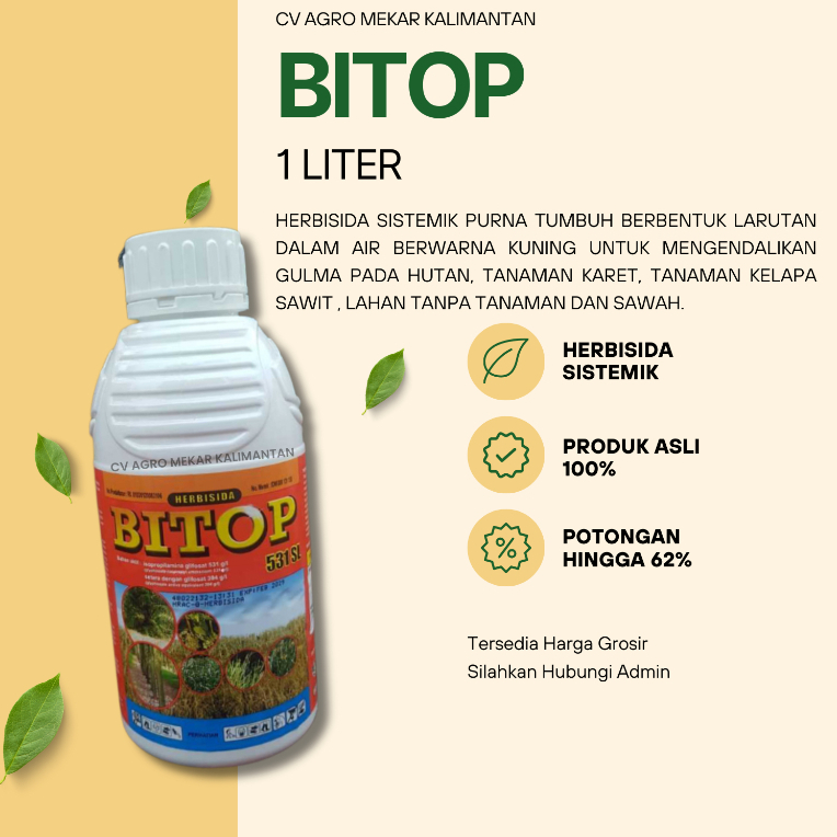 BITOP Herbisida Sistemik 1 Liter 531SL Pembasmi Gulma Efektif Sampai Akar