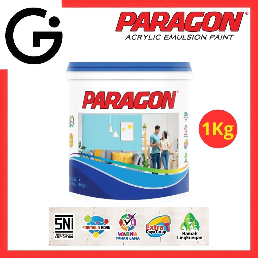 PARAGON CAT TEMBOK 1KG - CAT TEMBOK CAMPURAN AIR HASIL WARNA FULL COVER