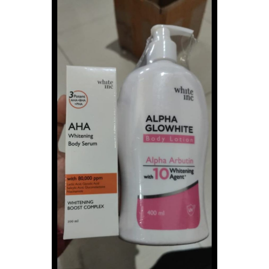PAKET BUNDLING WHITE INC ALPHA GLOW WHITE +  AHA BODY SERUM