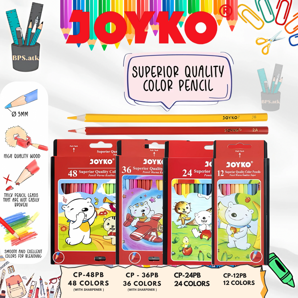 

JOYKO Pensil Warna / Color Pencil Superior Quality (Kualitas Tinggi) PB- Series 12/24/36/48 Warna