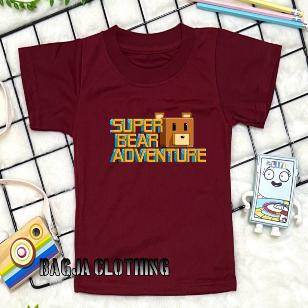 kaos anak baju anak super bear adventure game logo