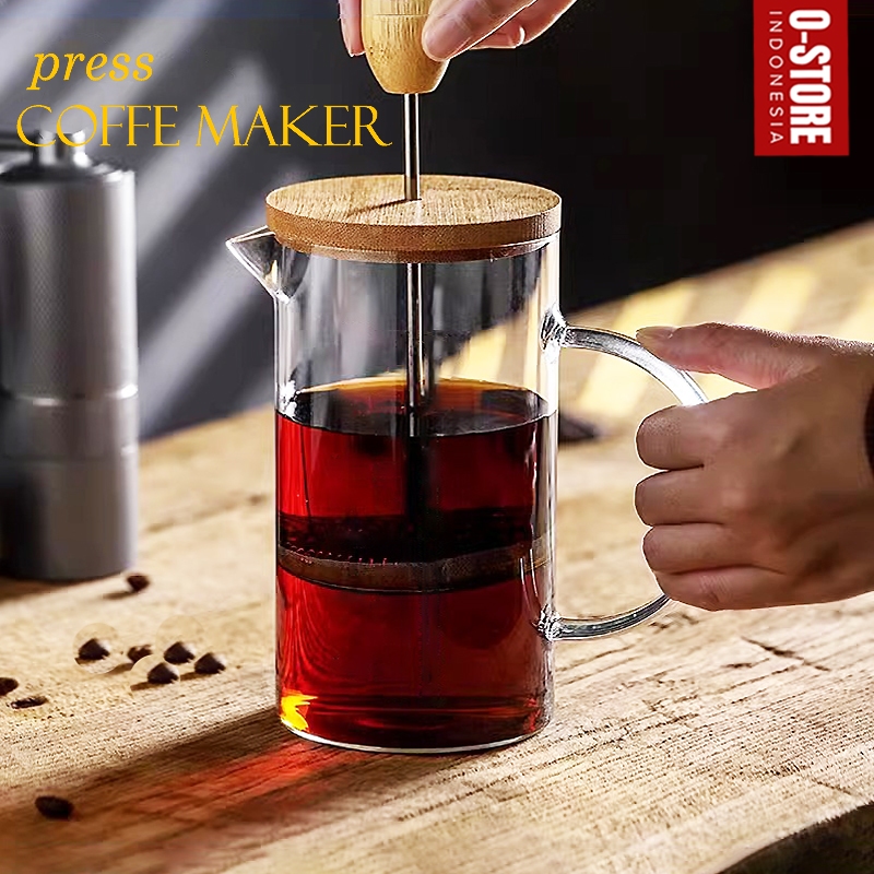 Teko Seduh Kopi Manual Kaca Press Coffe Maker Pembuat Kopi Manual French Press Teko Kopi Coffe Pot A