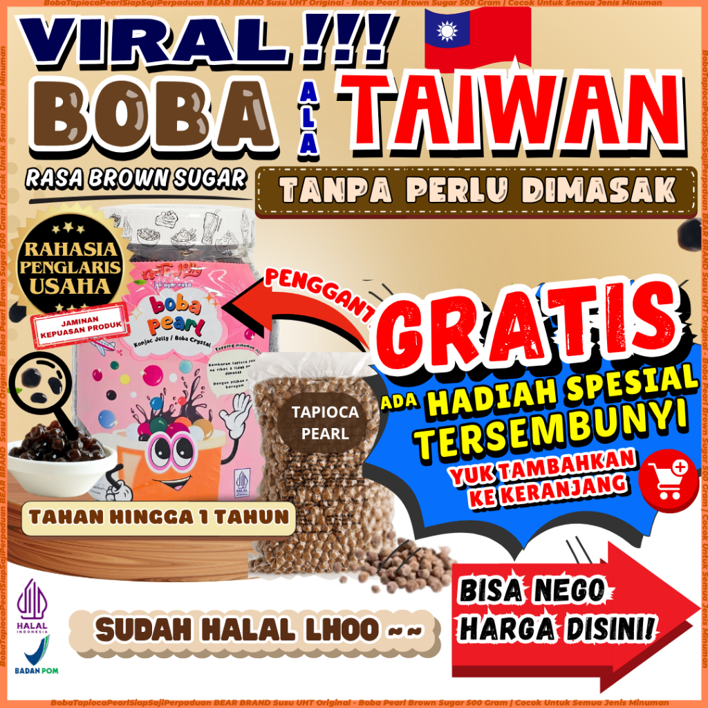 

BobaTapiocaPearlSiapSajiPerpaduan BEAR BRAND Susu UHT Original - Boba Pearl Brown Sugar 500 Gram | Cocok Untuk Semua Jenis Minuman