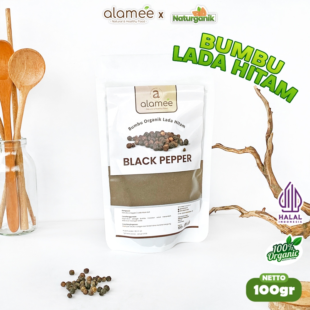 

ALAMEE Bubuk Lada Hitam Black Pepper Powder Bumbu Dapur Instan Blackpepper 100 Gr Organik Naturganik