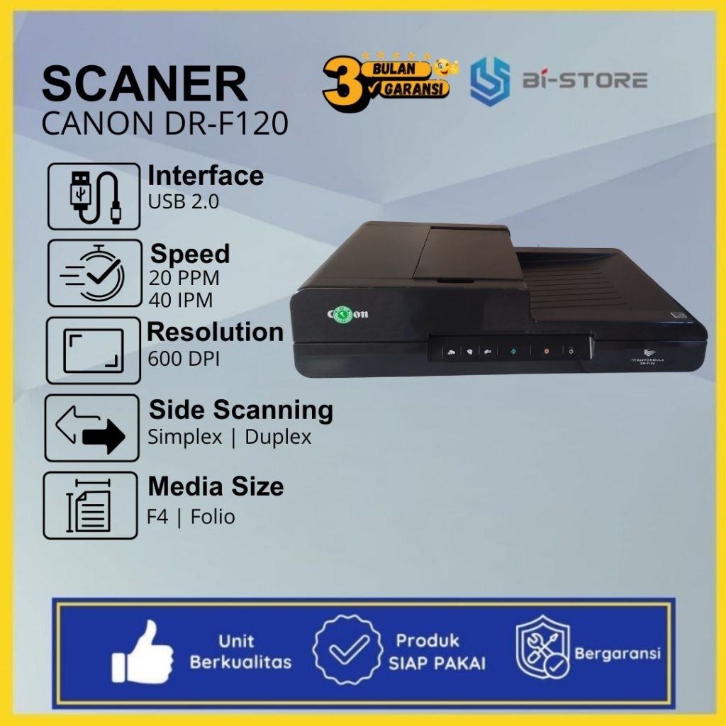 Scanner F4 Folio Canon DR-F120 Bisa Folio F4 Melalui Flatbed Dan ADF