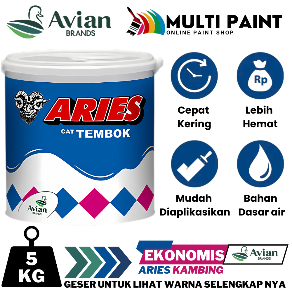 AVIAN CAT TEMBOK ARIES KAMBING 5KG AVIAN ARIES 5KG CAT TEMBOK ARIES CAT DINDING EKONOMIS AVIAN 5KG