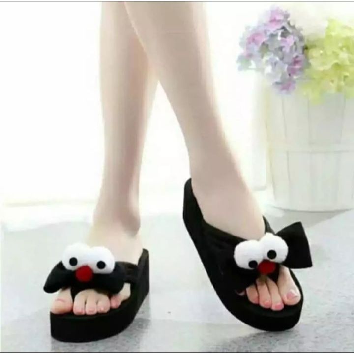 Cantika sandal wedges jepit boneka mata