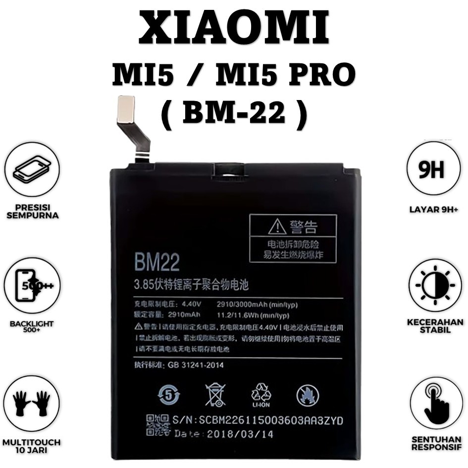 BATERAI ( BM-22 ) XIAOMI MI5 / MI5 PRO ORIGINAL 100% baterai batre batere battery
