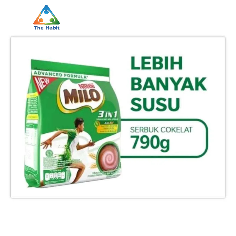 

(The Habit) Milo Healthy Drink 3 in 1 Actigen E 790 gr Susu Cokelat Coklat