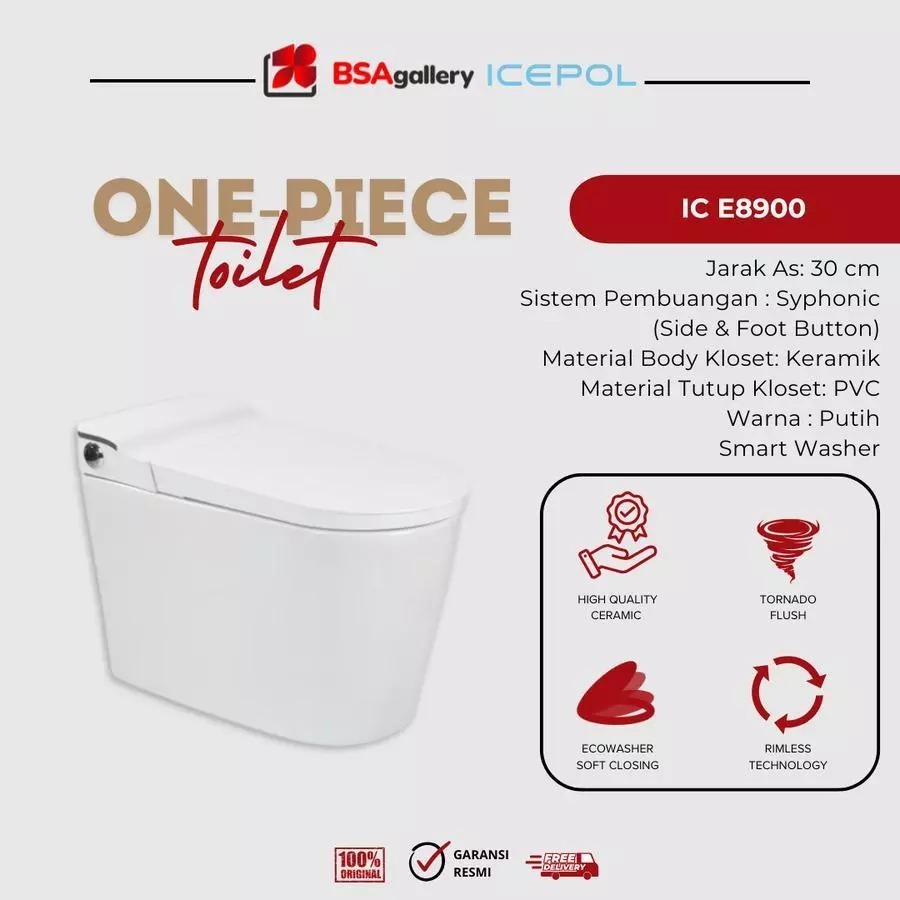 Icepol IC E 8900 Smart Washer Closet Monoblok Toilet Duduk Modern