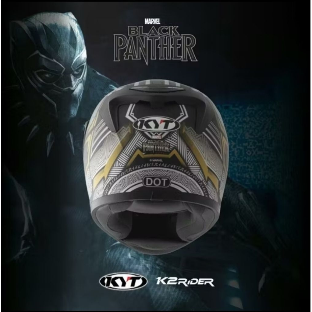 ( PRELOVED) Helm KYT K2 Rider doff Special Edition - MARVEL BLACK PANTHER