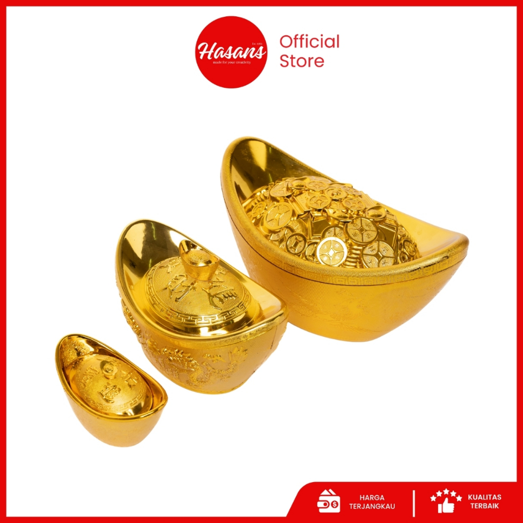 Hasans / [1 Pcs] Uang Teal Emas / Yen Pao / Hiasan Imlek Uang Fu Yen Pao Gold / Yuan Bao