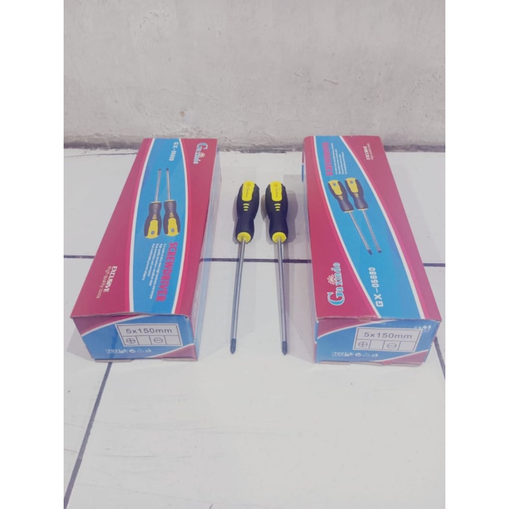 Obeng karet panjang Plus 6 inchi/Obeng karet panjang Kembang 6"