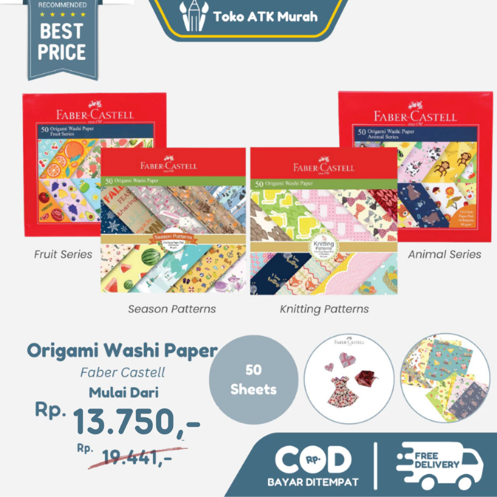 

Kertas Lipat Origami Faber-Castell Washi Paper Animal Series / Fruit Series / Kniting Pattern / Season Pattern