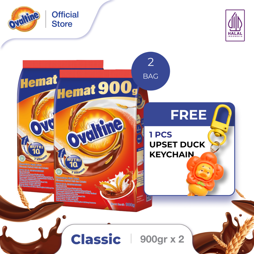 

OVALTINE Classic Susu Bubuk Coklat 900g x 2 Bag (FREE Upset Duck Keychain)