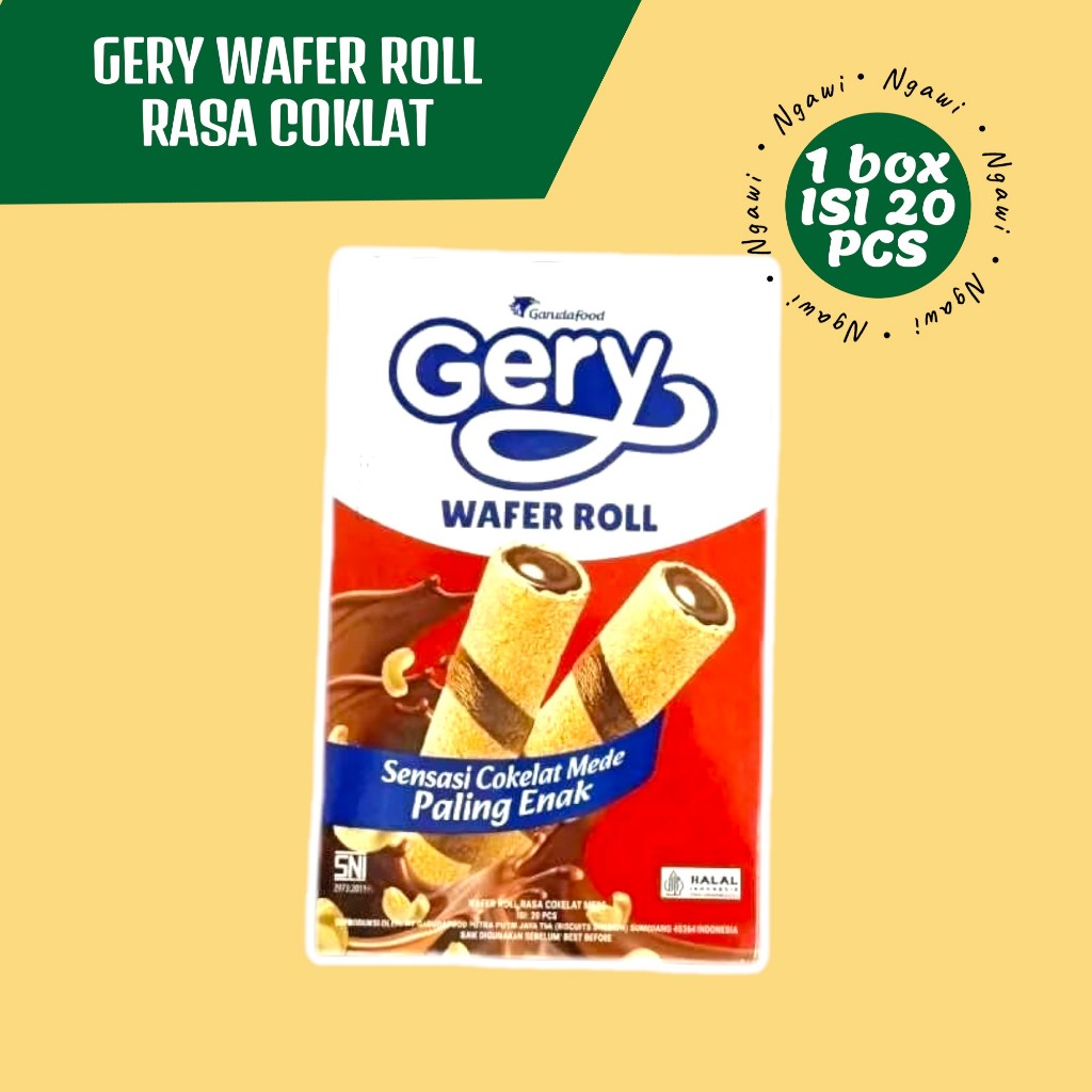 

GERY WAFER ROLL / GERY WAFER STIK ROLL COKELAT MEDE, BOX ISI 20