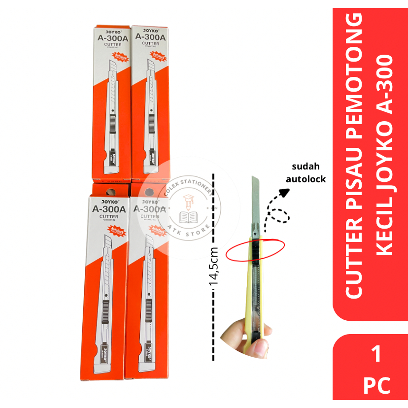 

[1 PC] Cutter / Pisau Pemotong Kertas Ukuran Kecil AutoLock Refillable A-300 Joyko