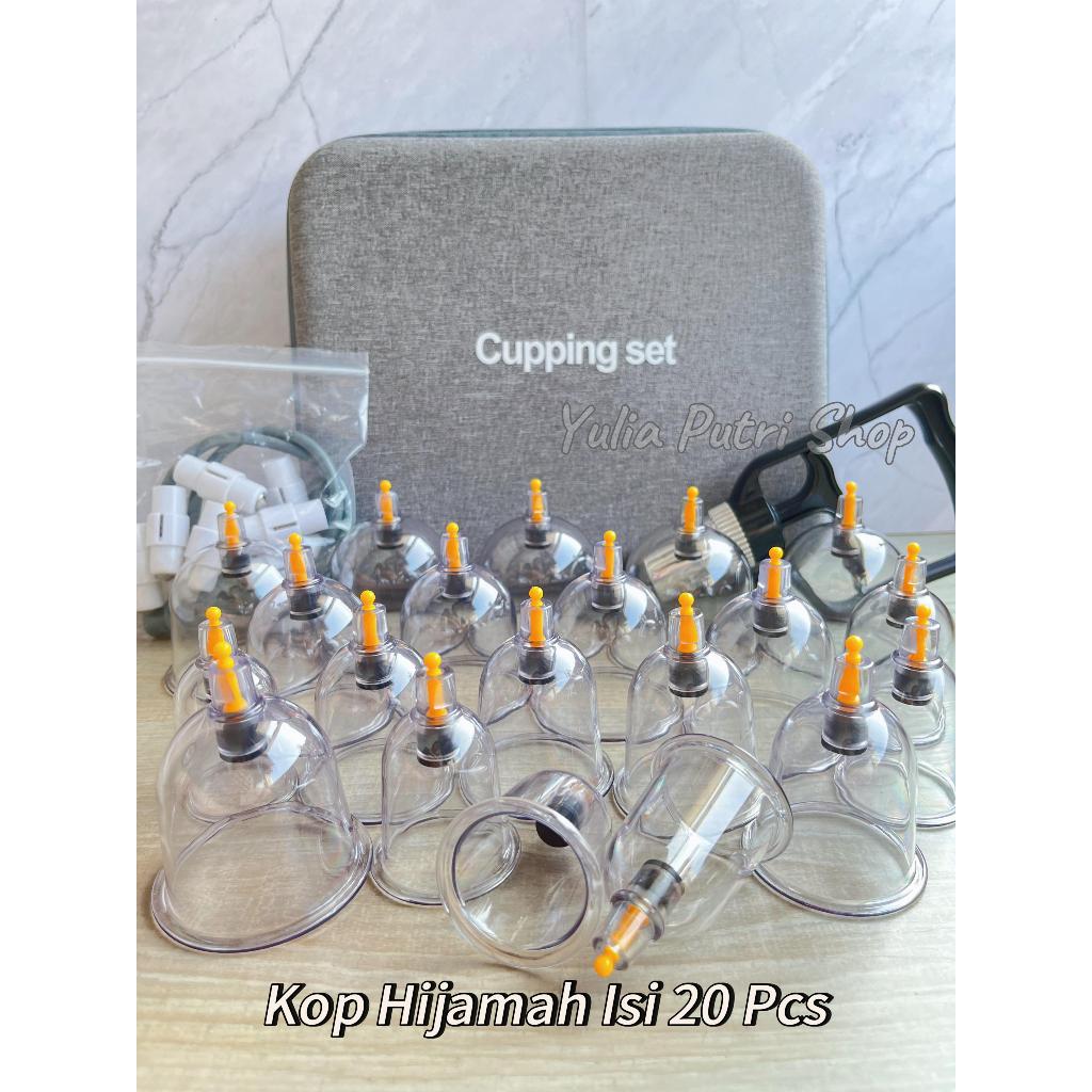 Kop Angin Hijamah Isi 20 / Alat Bekam Set Isi 20 Pcs / Alat Kop Bekam Badan Tebal Berkualitas Cuppin