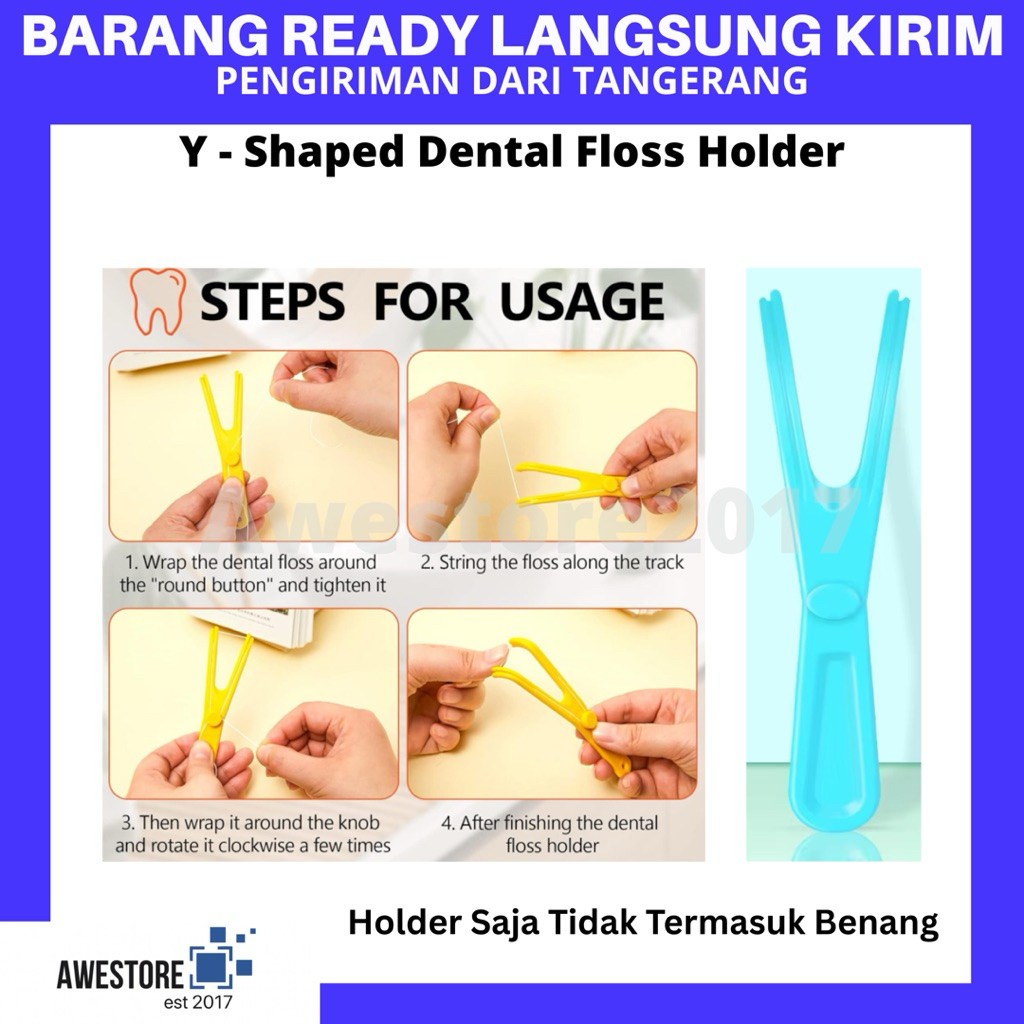 Y Shape Floss Holder Handle Reusable Floss Gigi Bentuk Y Untuk Gigi Belakang Oral Care Kit Dental