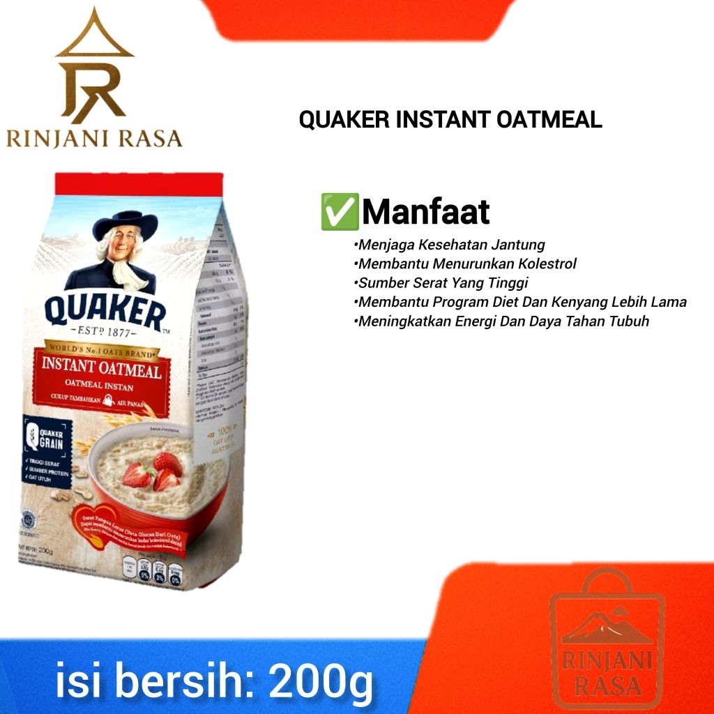 

Quaker Oatmeal 100% Gandum Utuh – Cocok untuk Diet & Jaga Stamina