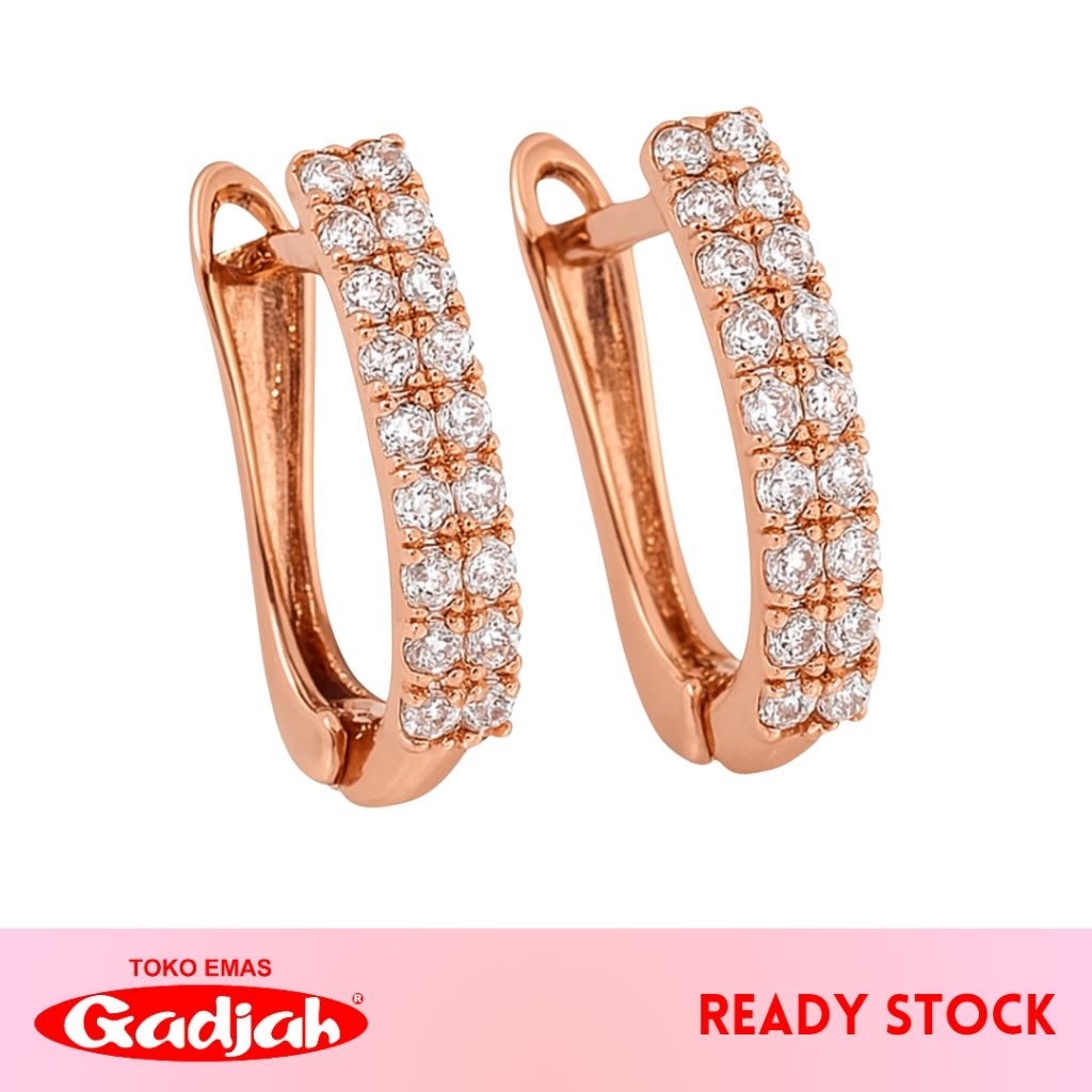 Anting Emas Jepret 1 Baris Dan 2 Baris Mata Putih - Toko Emas Gadjah