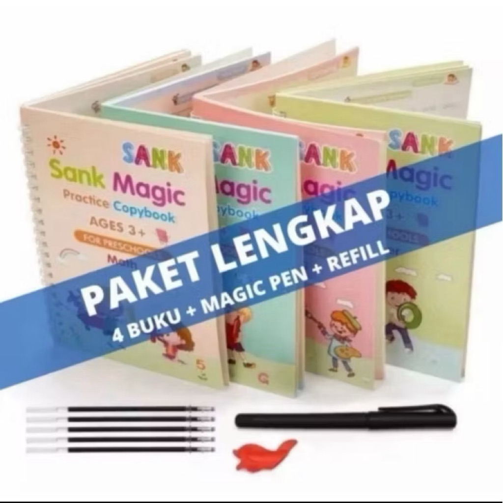 

Sank Magic Book Pratice 1 Set Isi 4 Buku + Pen + Reffil Latihan Belajar Menulis PAUD TK Huruf Angka