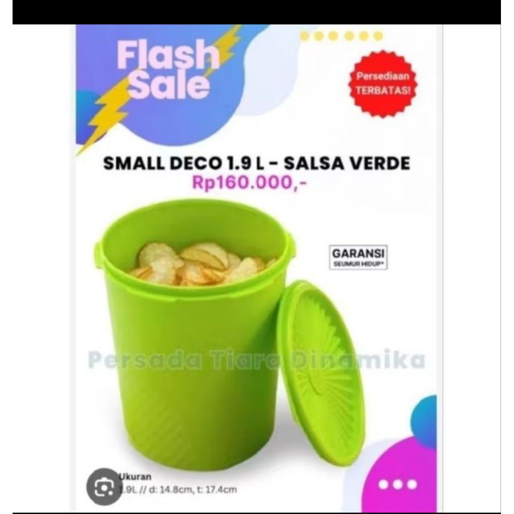 toples deco canister hijau tupperware 1L dan 1,9 liter(1pcs)