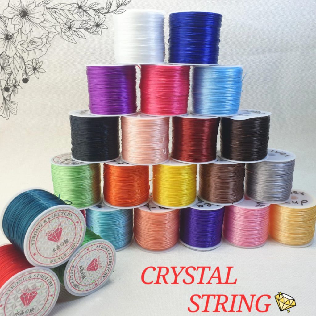 [1 Roll] Tali Benang Karet Serat Elastis / Tali Karet Elastis / crystal string / Tali Karet Warna Wa
