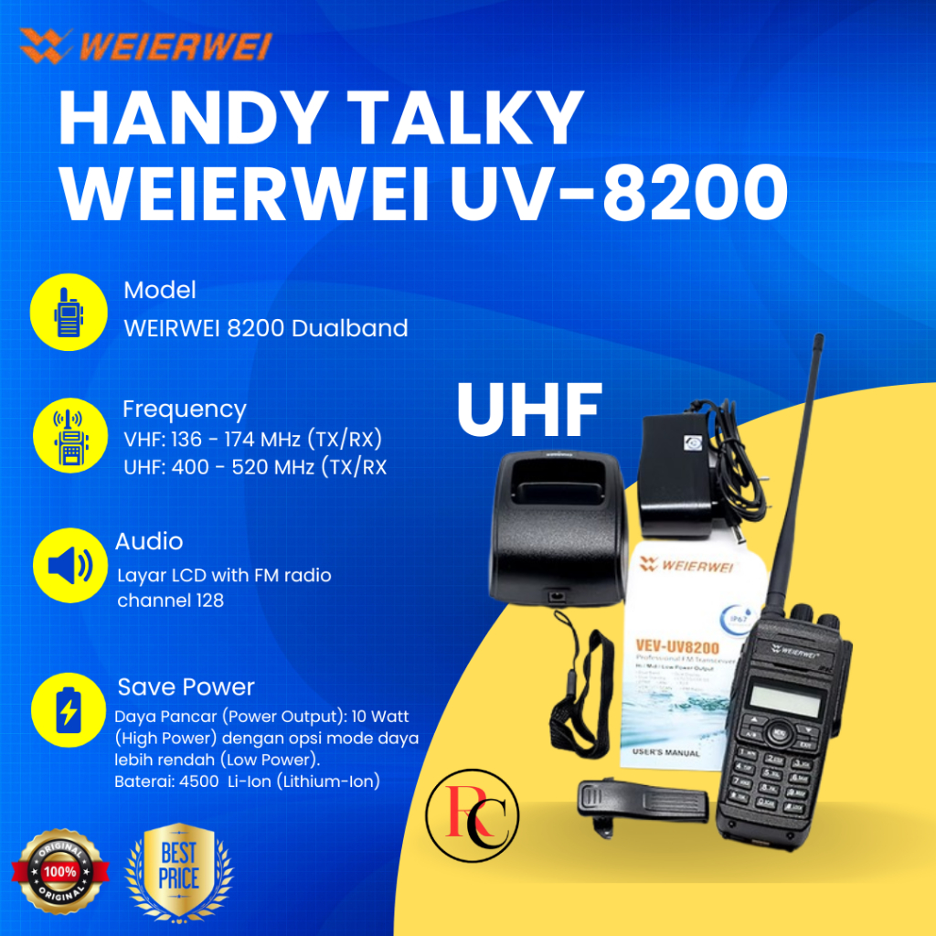 HT WEIERWEI UV8200 DUALBAND ORIGINAL GARANSI RESMI